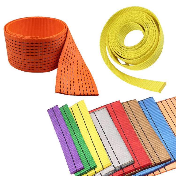 1m To 20m 100% High Tenacity Polyester Cheap Flat Strap Webbing Tape Fireproof Nylon Webbing With Reinforced Lifting Eyes